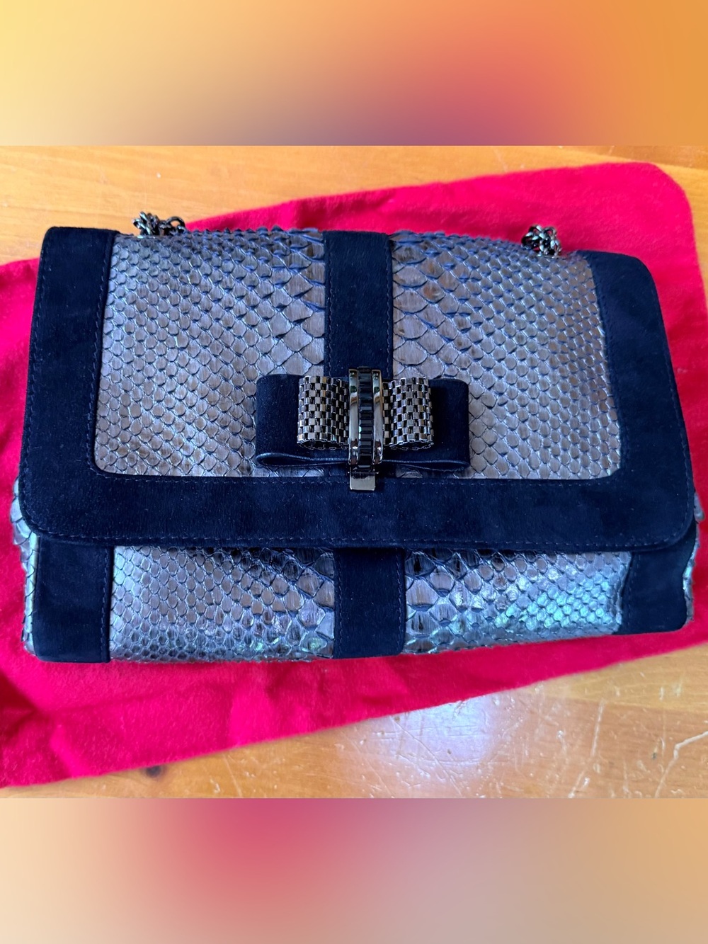 Christian Louboutin python suede handbag